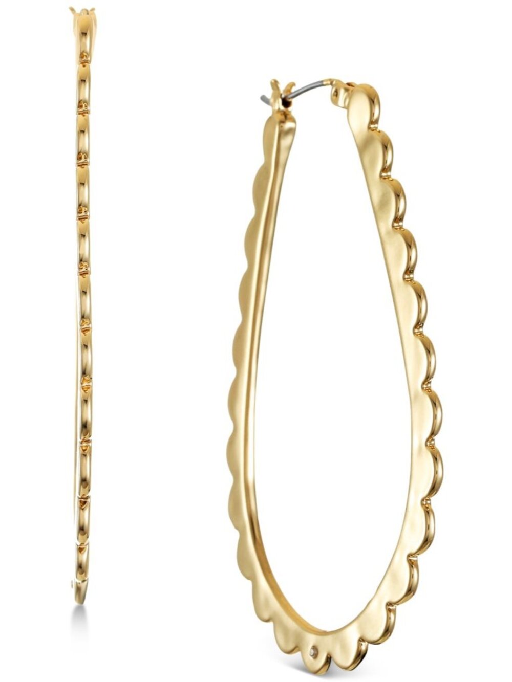Style & Co Gold-Tone Scalloped-Edge Pear-Shape Drop Earrings